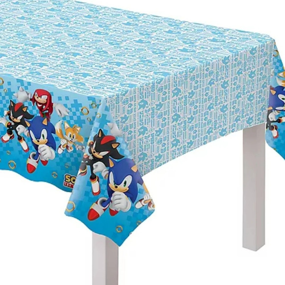 New Sonic the Hedgehog Plastic Table Cover, 54in x 96in Birthday Party Decor - Picture 1 of 3